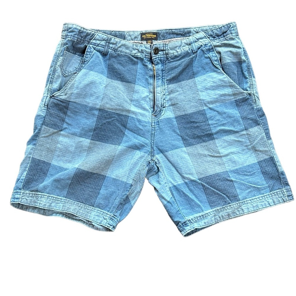 CPO Provisions Short’s Men’s Shipmen Supply Flat Casual Blue Plaid Size 34W